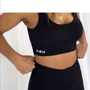 NEU Apparel Black Ribbed Sports Bra
